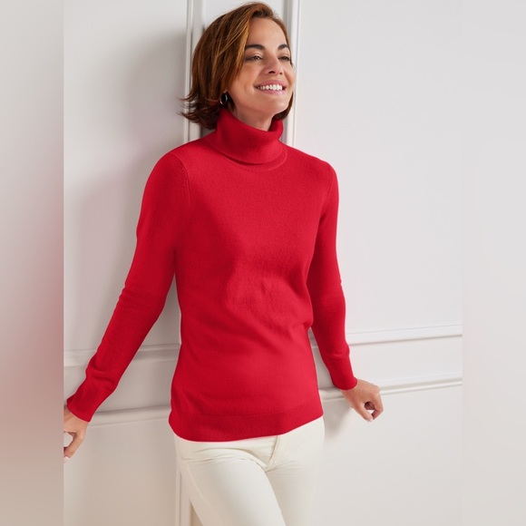 Talbots Cashmere Turtleneck Sweater Red sz Medium - Picture 3 of 6